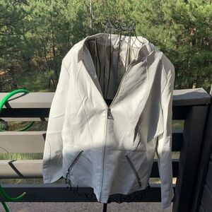 Elegant Women's Cream Leather Like Jacket